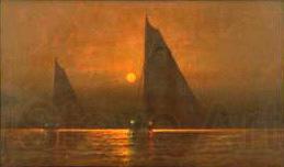 unknow artist C.S. Dorion sailing at dusk Norge oil painting art